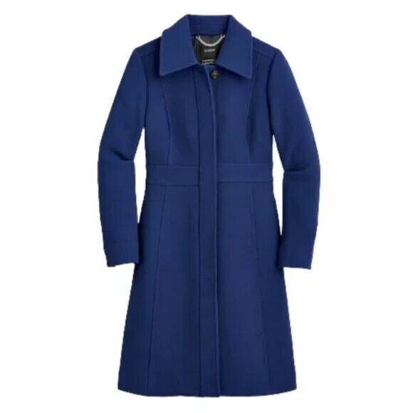 NWT J.Crew New Lady Day TopCoat Mediterranean Navy Italian Doublecloth Wool 14 - Picture 1 of 10